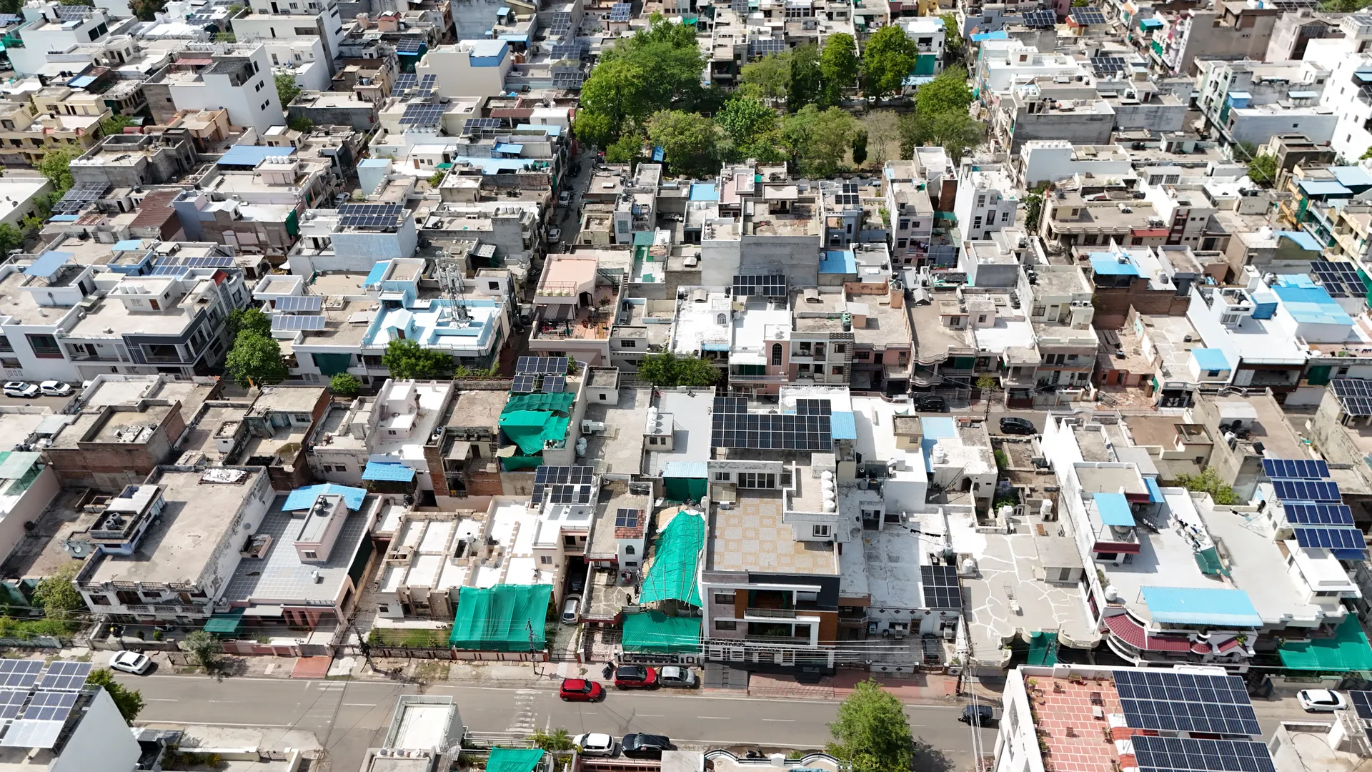 Aerial view of solar installation